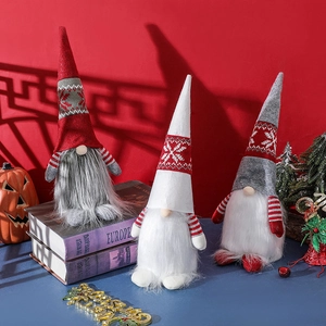 Nordic Style Christmas Gnomes Handmade Faceless Old Man Plush Doll For Holiday Home Decor Red Grey White Snowflake Knit Gnomes Gift