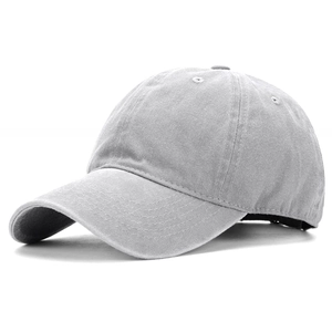 Classic washed cotton baseball cap in light grey with minimalist six-panel design