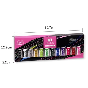 Set of 12 colors 3D nail paint gel in professional packaging with dimensions marked