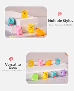 Detailed close-up of colorful resin Capybara miniatures for DIY crafts and ornaments