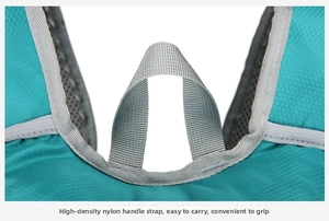 Macro detail of high-density nylon webbing handle and breathable mesh shoulder straps
