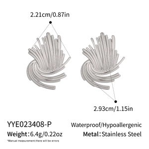 Detail view of fireworks textured fan earrings with dimensions 2.21cm x 2.93cm