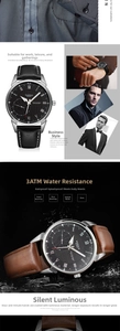 Detail view of quartz watch showing luminous dial hands and 3ATM water resistance info