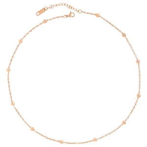Elegant rose gold titanium clavicle necklace with small round beads and lobster clasp