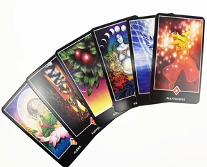 Detailed spread of Sea Soul Journey Oracle cards with vibrant artistic illustrations