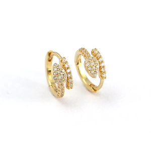 Luxury gold snake head hoop earrings with shimmering cubic zirconia inlay for women