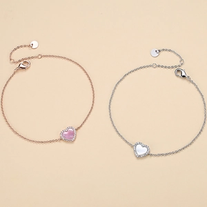 Heart Bracelet Copper Alloy Rhinestone Inlaid Mother Of Artificial Pearl Inlay Elegant Adjustable Fashion Jewelry For Women