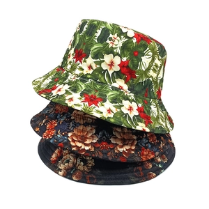 Vintage Floral Print Bucket Hat Polyester Sun Protection Tropical Botanical Pattern Outdoor Sun Hat Unisex