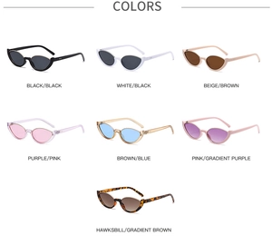 Detailed color selection guide for vintage slim cat-eye half-frame sunglasses