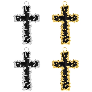 Ciondolo Croce Acciaio Inossidabile 304 Trama Fondente Irregolare Intarsio Smalto Stile Gothic Punk Gioielli Collane