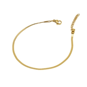 Polished 18K gold-plated stainless steel flat snake chain bracelet with lobster clasp