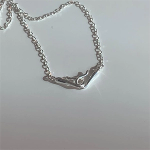 Minimalist 925 sterling silver hook pendant necklace with delicate cross chain for women