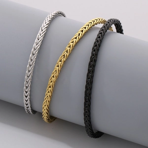 Three-color dragon bone link chains in silver, gold, and black stainless steel for men