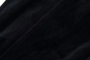 Gros plan de la texture du velours noir haut de gamme avec plis et reflets doux