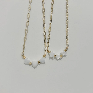 Minimalist Pendant Necklace For Women Stainless Steel Paperclip Chain White Shell Hearts Star Shape Light Luxury Accessory