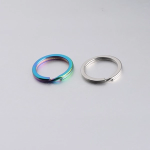 Flat stainless steel key rings in silver and rainbow colors for DIY keychain making
