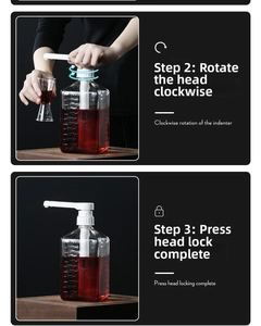 Macro detail of glass syrup dispenser showing precision volume scale and white pump head