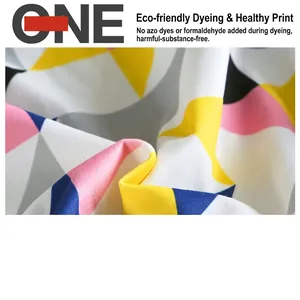 Modern geometric pillow cover in soft velvet with colorful abstract printed design