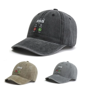 Washed Cotton Baseball Cap Jesus Calling Print Distressed Sun Protection Outdoor Adjustable Dad Hat For Men Women