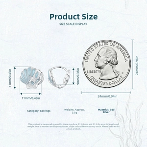 Detail showing 925 sterling silver starfish earrings size compared to a 25-cent coin