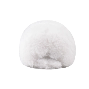 Close-up detail of soft white faux rabbit fur texture on a warm winter baseball cap