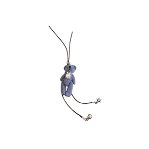 Collier avec pendentif ours en denim bleu orné de strass et breloque cloche étoile