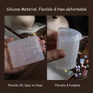Translucent silicone 3D nail art mold featuring star and heart shapes for DIY manicures