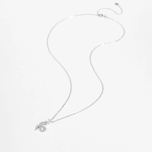Minimalist S925 sterling silver snake pendant necklace with sparkling white zircons