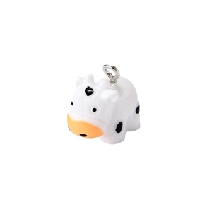 Creative handmade resin cow pendant in white and black spots for DIY jewelry making
