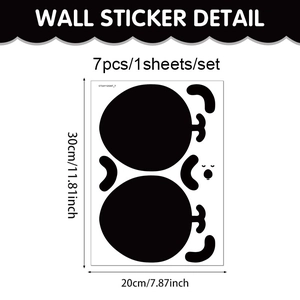 Funny cartoon face wall stickers for toilet lid decoration set of seven black decals