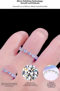 Detailed macro view of S925 silver ring with cubic zirconia inlay and mirror polishing