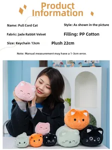 Detail of plush cat toy made of soft rabbit fur fabric with PP cotton stuffing