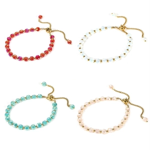 Braccialetti con perline di cristallo regolabili in quattro colori con catena dorata