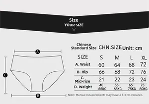 Size chart for women's ribbed thong showing measurements in cm for sizes S to XL