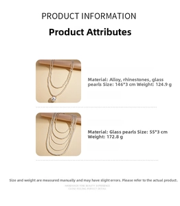 Detail specifications of multilayer baroque glass pearl necklaces with alloy rhinestones