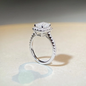 Radiant cut emerald shape moissanite ring with s925 silver band and pave diamonds