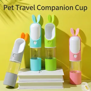 Portable Pet Water Bottle Leak Proof Dog Travel Dispenser One Hand Operation Rabbit Ear Design Plastic For Outdoor Walking