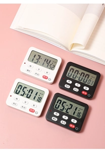 Black and white digital kitchen timers with large LCD screens for cooking and study