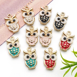 Owl Charms Alloy Enamel Dripping Oil Animal Pendants For DIY Jewelry Making Bracelet Necklace Keychain Accessories Colorful Cute