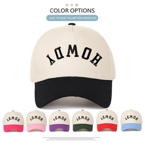 Retro Howdy Letter Embroidery Cotton Baseball Cap Color Block Adjustable Contrast Color Outdoor Sunshade Streetwear Hat