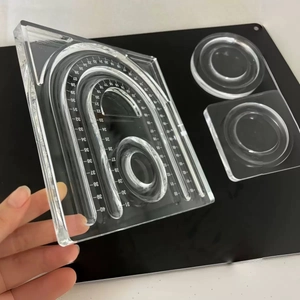 Thick transparent acrylic template with precise scales for jewelry and leather crafts