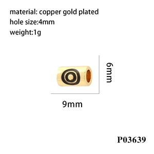 Detailed size specifications for a gold-plated evil eye bead with 4mm hole diameter