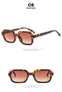 Detail einer quadratischen Schildpatt-Sonnenbrille mit braunen Verlaufsgläsern Modell C6
