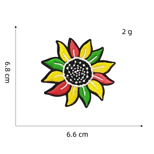 Rainbow sunflower embroidered iron-on patch for clothing decoration, size 6.8x6.6cm