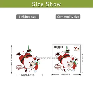 Size chart for 15x15cm watercolor Santa Claus wall sticker showing dimensions and layout