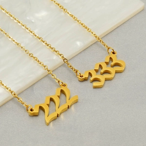 Angel Number Necklace 18K Gold Plated Stainless Steel Gothic Arabic Numeral Pendant Minimalist Jewelry For Women Men