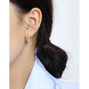 Minimalist S925 sterling silver golden teardrop earrings with a polished mirror finish