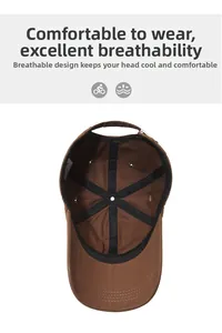 Detailed interior of the brown cotton baseball cap showing breathable mesh and stitching