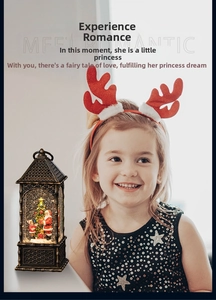 Moroccan retro Christmas lantern with Santa scene and warm glow in holiday setting