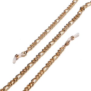 Polished gold 3:1 thick aluminum eyewear chain with adjustable silicone loops for glasses